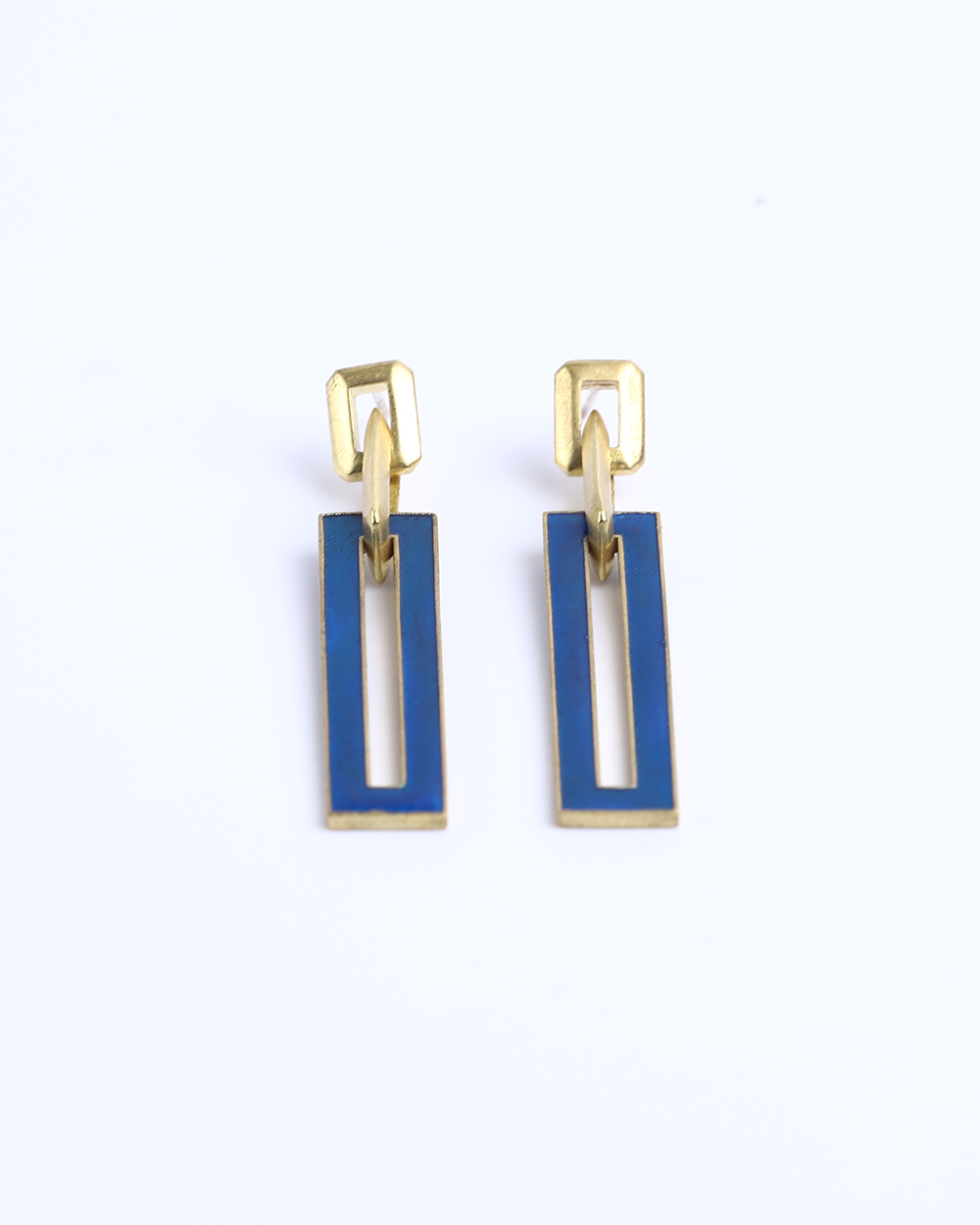 Angled Earrings With Enamel